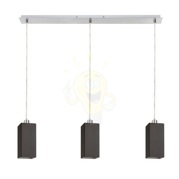 LIZ III 80 függő lámpa fekete üveg/króm 230V LED E27 3x15W