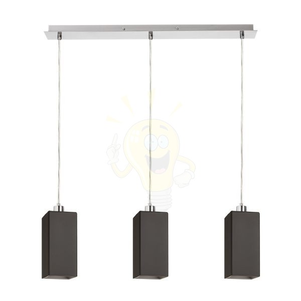 LIZ III 60 függő lámpa fekete üveg/matt nikkel 230V LED E27 3x15W