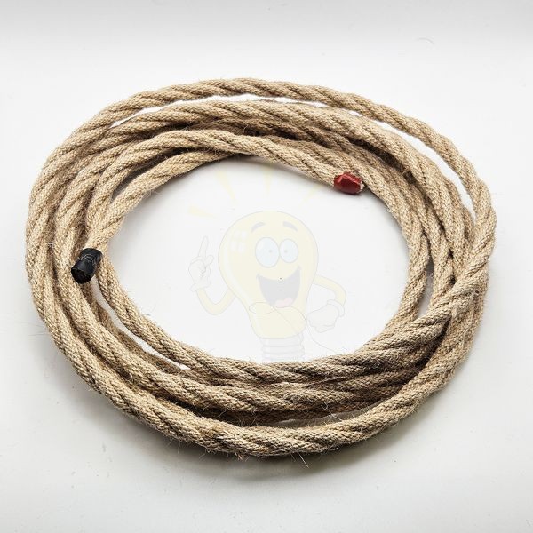 Kép 3,14m Fonott kender kábel – 3×0,75 mm² (natúr)