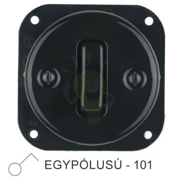 Kép Egyes billenő porcelán kapcsolóbetét, fekete, egypólusú