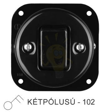 Kép Egyes billenő porcelán kapcsolóbetét, fekete, kétpólusú
