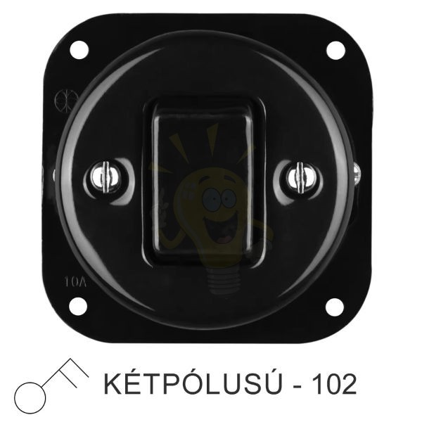 Kép Egyes billenő porcelán kapcsolóbetét, fekete, kétpólusú