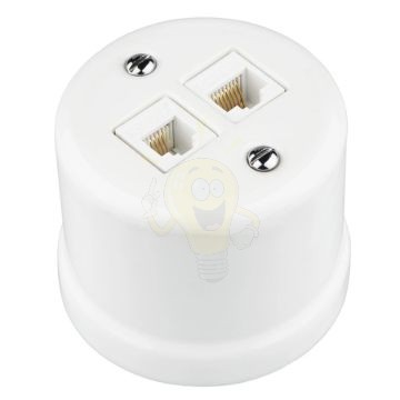 Fehér falon kívüli 2xCAT.5E porcelán falicsatlakozó aljzat