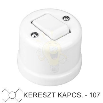 Fehér porcelán falon kívüli kereszt- billenőkapcsoló