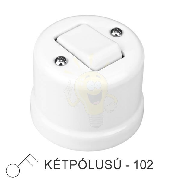 Fehér porcelán falon kívüli kétpólusú billenőkapcsoló