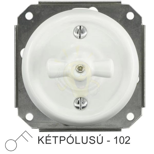 Kép Fehér porcelán kétpólusú forgókapcsoló betét, süllyesztett