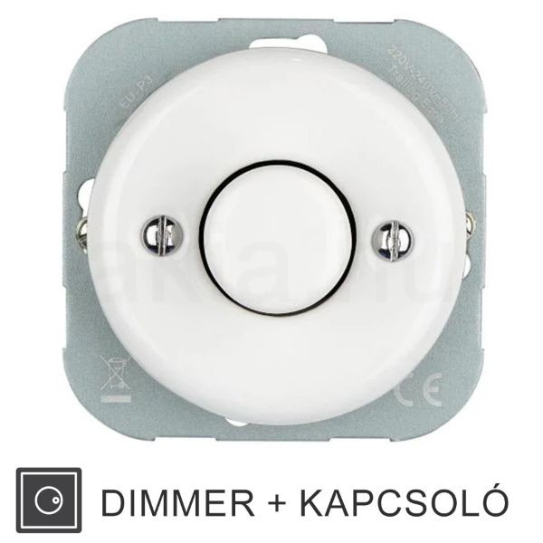 Kép Fehér porcelán süllyesztett dimmer, fényerőszabályzó betét