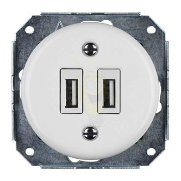 Fehér porcelán USB csatlakozó aljzat betét