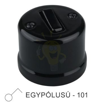 Fekete porcelán 101-es billenőkapcsoló falon kívüli szereléshez