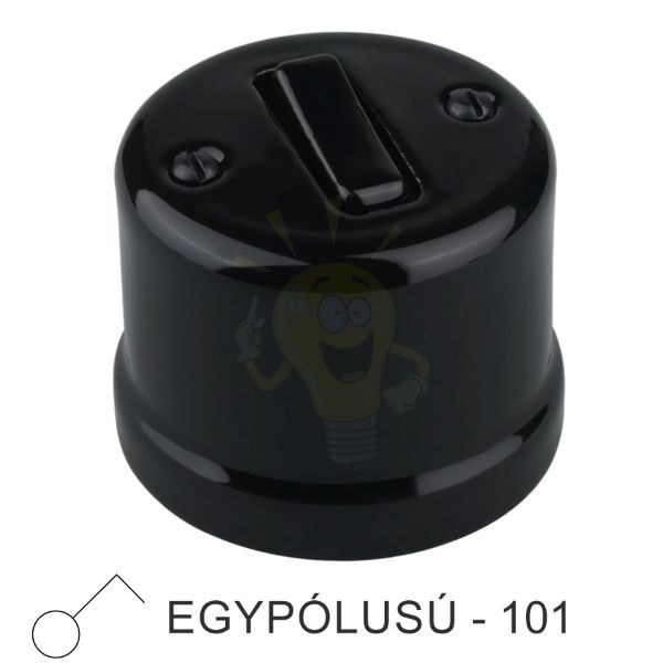 Kép Fekete porcelán falon kívüli egypólusú billenőkapcsoló
