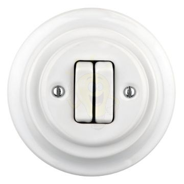 Kép Redőnykapcsoló, fehér porcelán + fehér porcelán keret - BONOLO