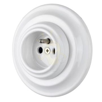 Kép Süllyesztett fehér porcelán földelőtüskés csatlakozó aljzat