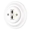 Dupla RJ45 aljzat fehér porcelán kerette