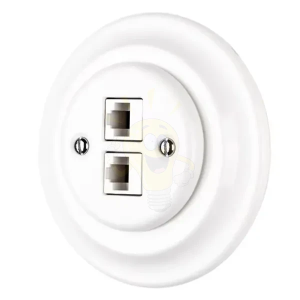 Dupla RJ45 aljzat fehér porcelán kerette