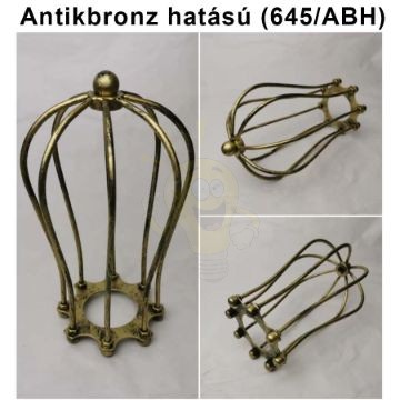 Antik bronz fém lámpa rács – csepp alakú, E27 búratartós rögzítéssel
