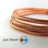 Vörösréz fémszövet borítású dekor vezeték 2×0,75 mm²