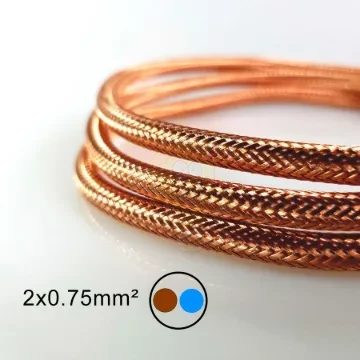 Vörösréz fémszövet borítású dekor vezeték 2×0,75 mm²