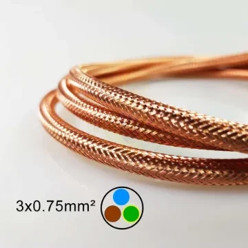 Vörösréz fémszövet borítású dekor vezeték 3×0,75 mm²