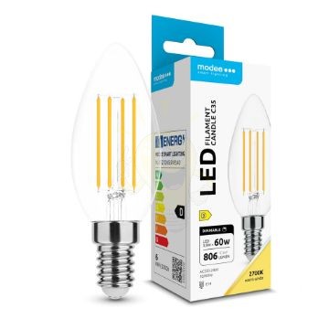 Modee LED Izzó Filament Gyertya C35 5,9W E14 360° 2700K (806 lumen) dimm. ERP