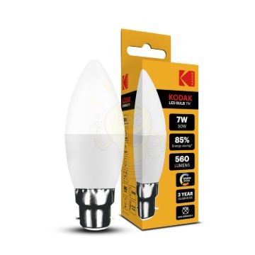 KODAK Max LED Izzó Gyertya (Candle) C37 7W B22 270° 2700K (560 lumen)