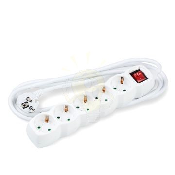 Technik Elosztó 5 utas 3m kábellel 1,5mm2 rézkábel + kapcsoló (fehér) 16A