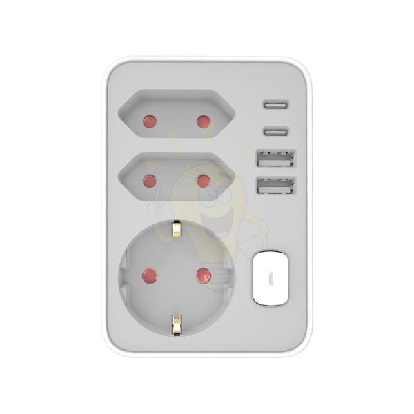 Technik Professional WG Elosztó Fali 3 utas + 2 x USB-C + 2 x USB-A + kapcsoló
