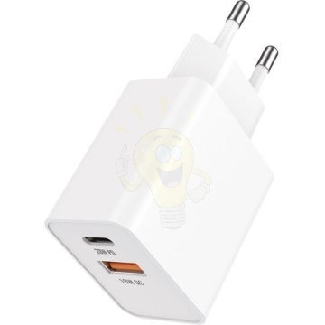 Technik Hálózati Adapter USB A+C  (fast charger) 20W Fehér