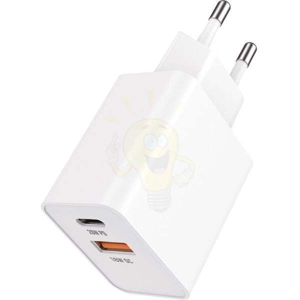 Technik Hálózati Adapter USB A+C  (fast charger) 20W Fehér