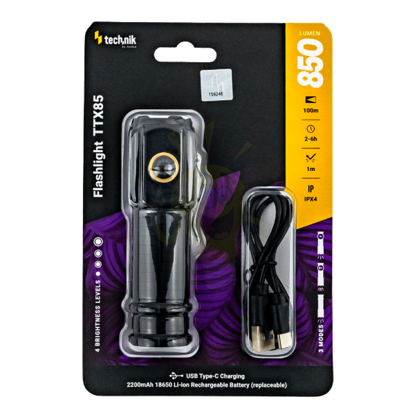 Technik Elemlámpa TTX85 (1x18650 2200mAh) 3xP35 LED (850 lumen)